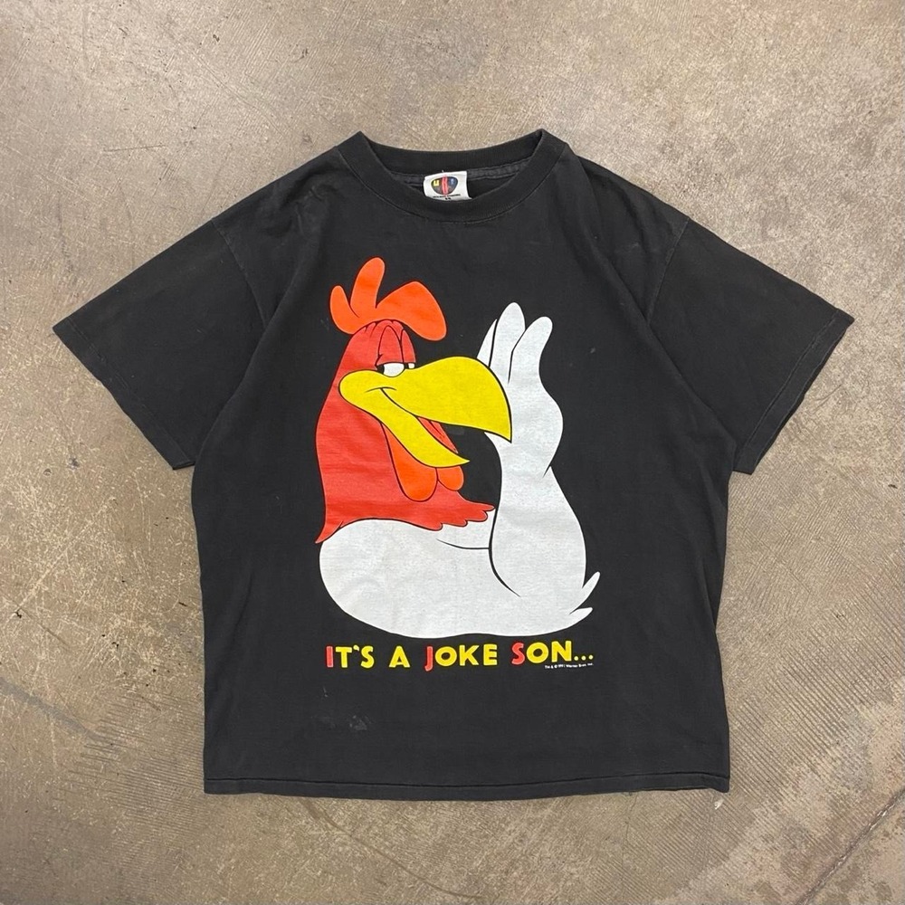 Vintage Foghorn Leghorn Looney Tunes 1991 It's A Joke Son Warner Bros T-Shirt L